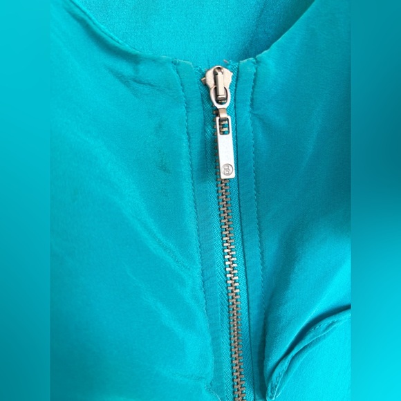 Used bebe Silk Teal Sleeveless Dress with Ruffle Detail in Size Small - Picture 9 of 13